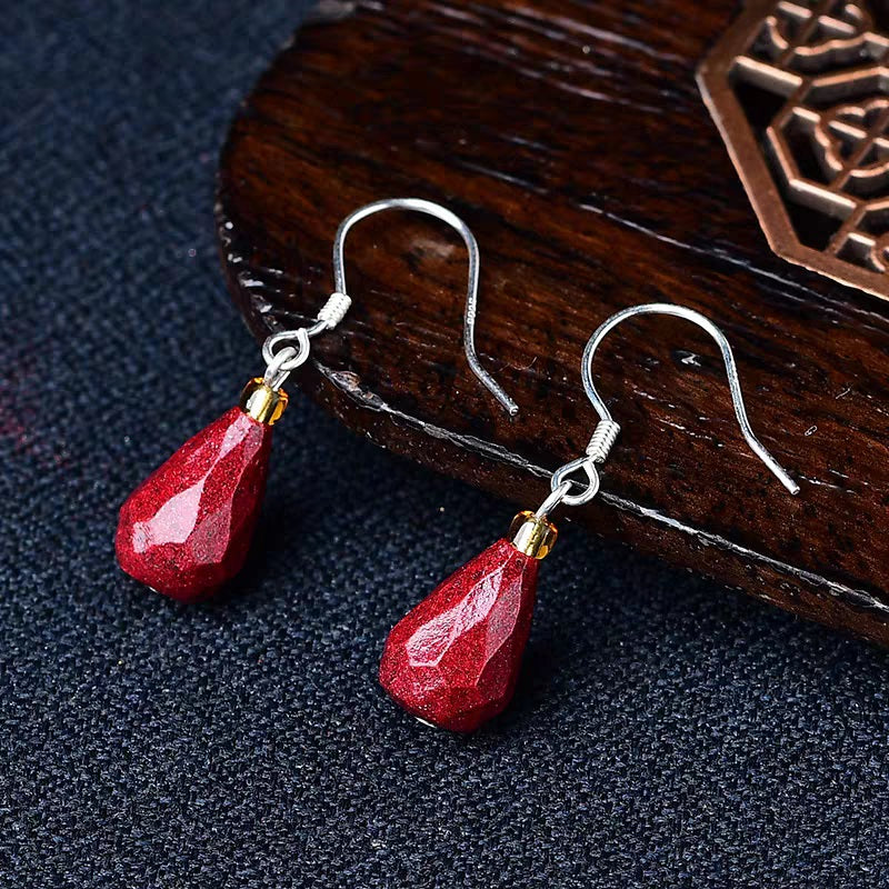 Mulberry Sterling Silver Cinnabar Water Drop Drop Earrings