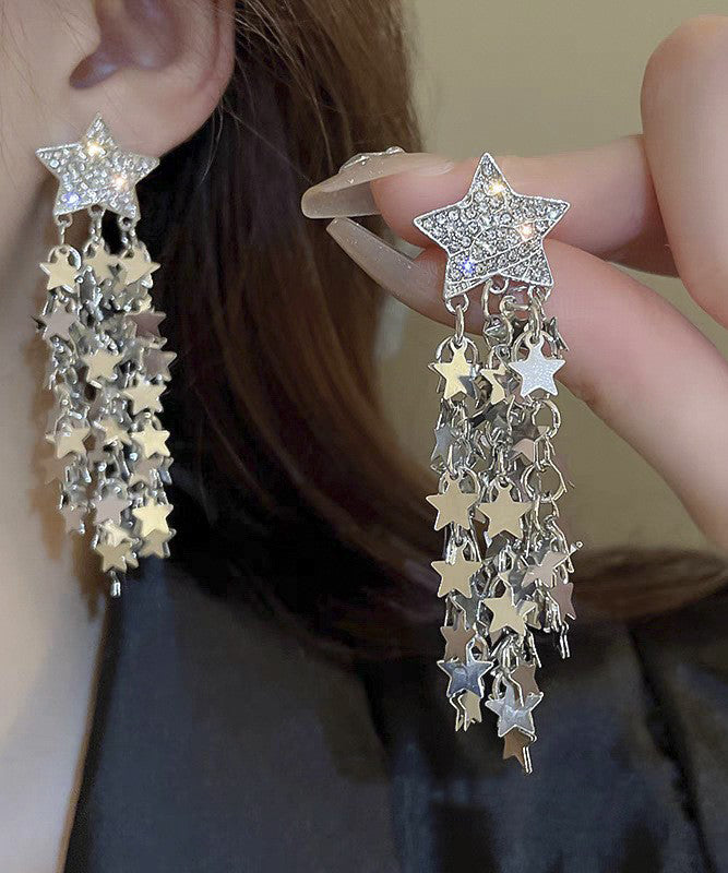 Boutique Silk Copper Star Tassel Drop Earrings