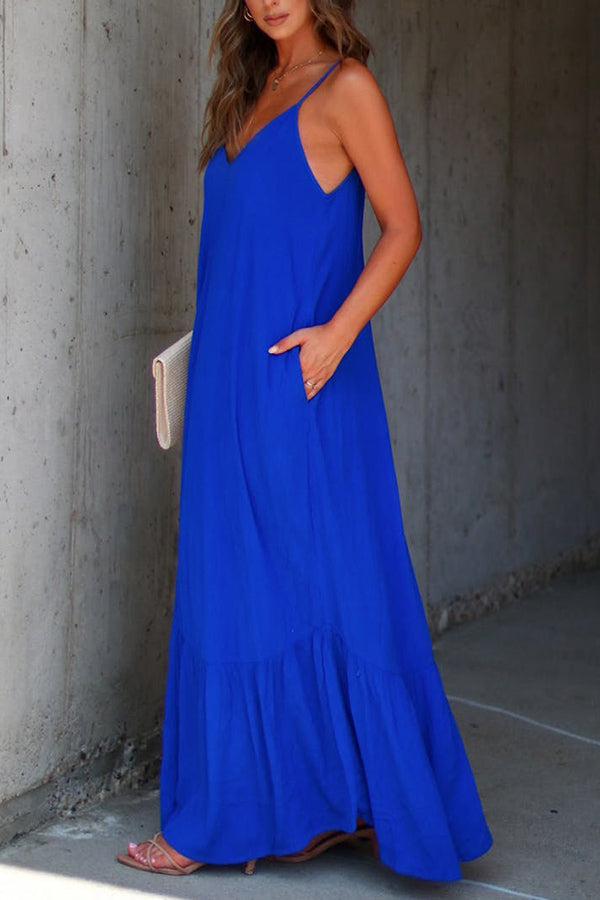 Kimonie Pocket Plain Maxi Dress