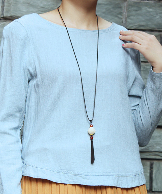 White Lotus Agate Ebony Jade Pendant Necklace