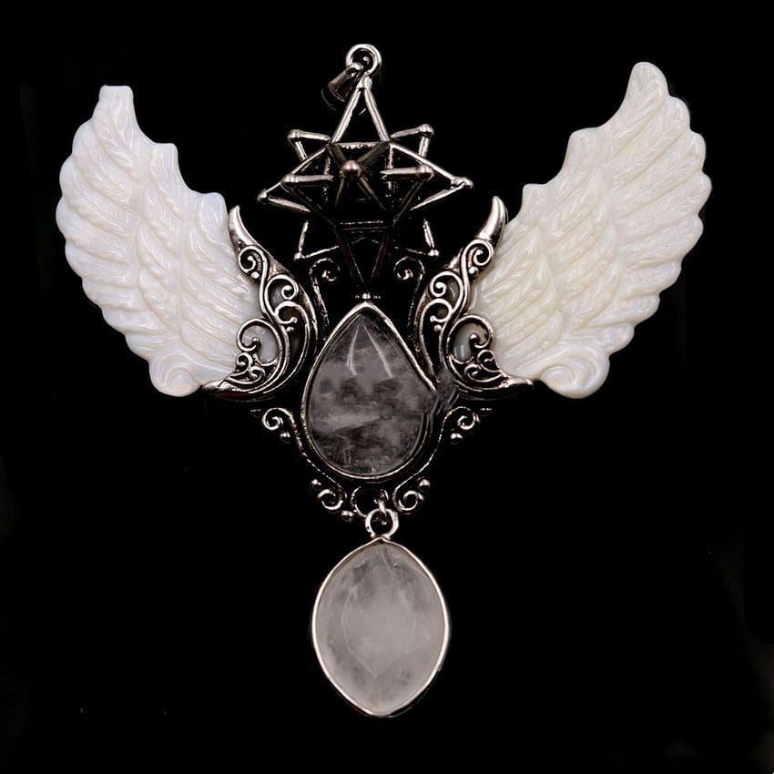 Enchanted Crystal Angel Wing Merkaba Pendant