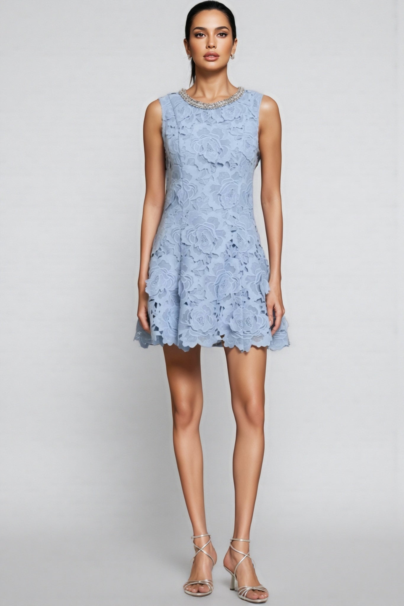 Beldend Sleeveless Lace Mini Dress