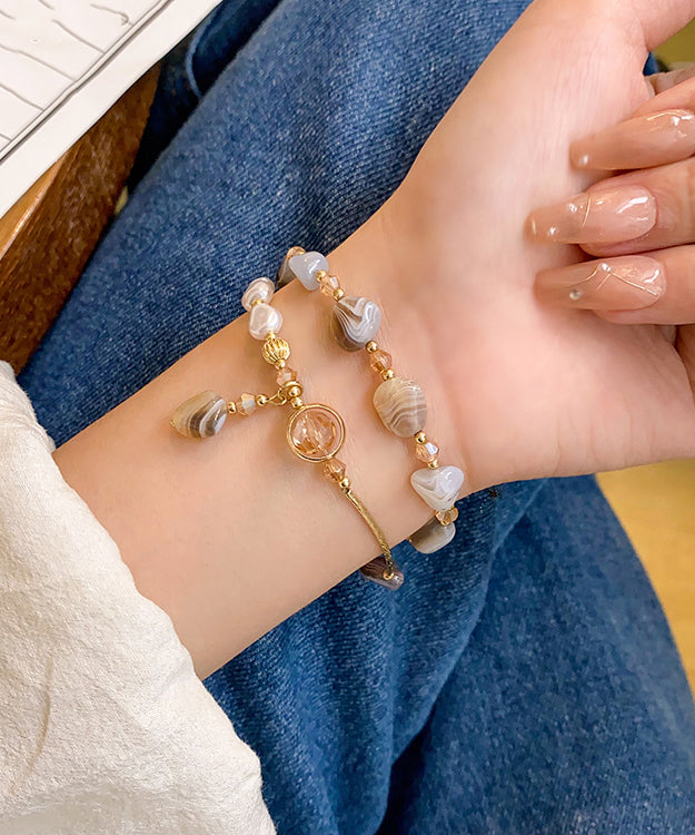Multi Copper Overgild Pearl Crystal Charm Bracelet
