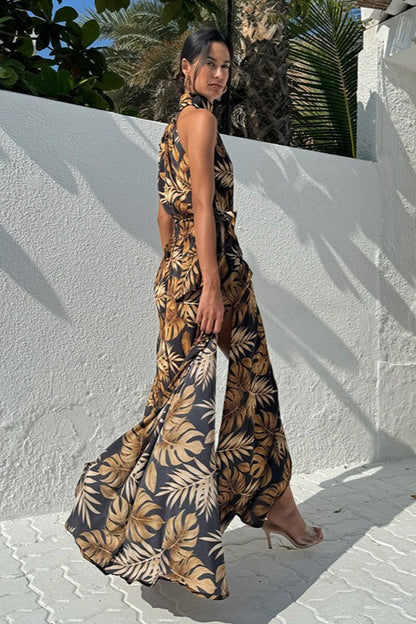 Print High Slit Maxi Dress