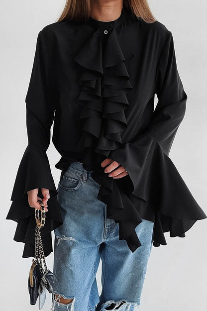 Ruffled Long-sleeve Blouse