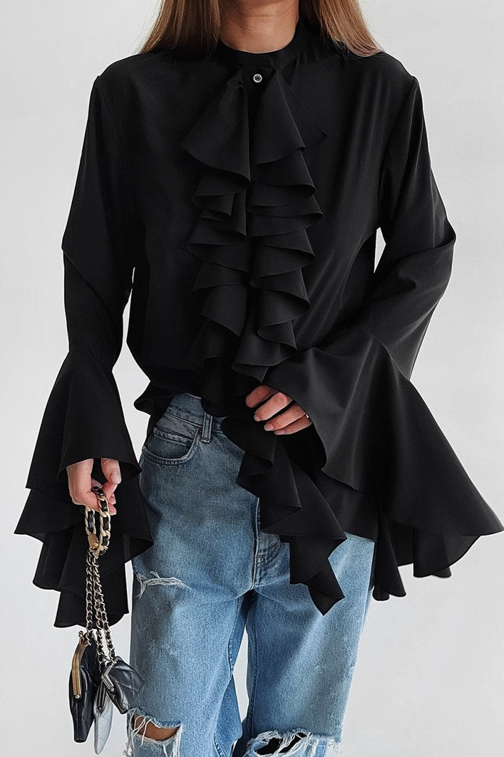 Ruffled Long-sleeve Blouse