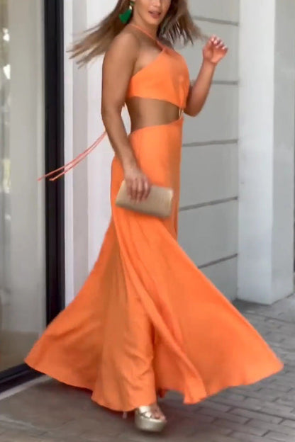 Halter Neck Backless Sleeveless Maxi Dress