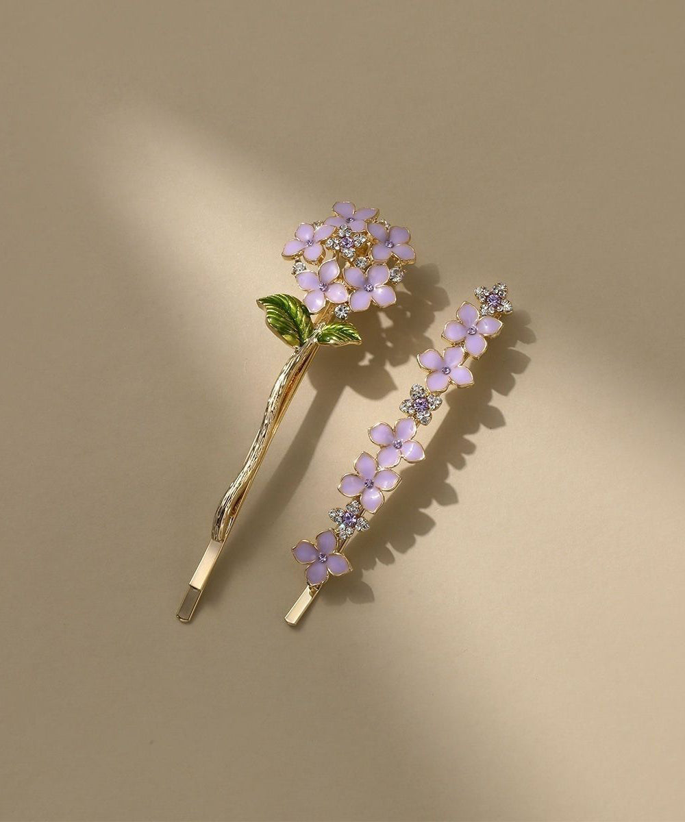 Purple Alloy Zircon Crystal Drip Glaze Asymmetrical Hairpin