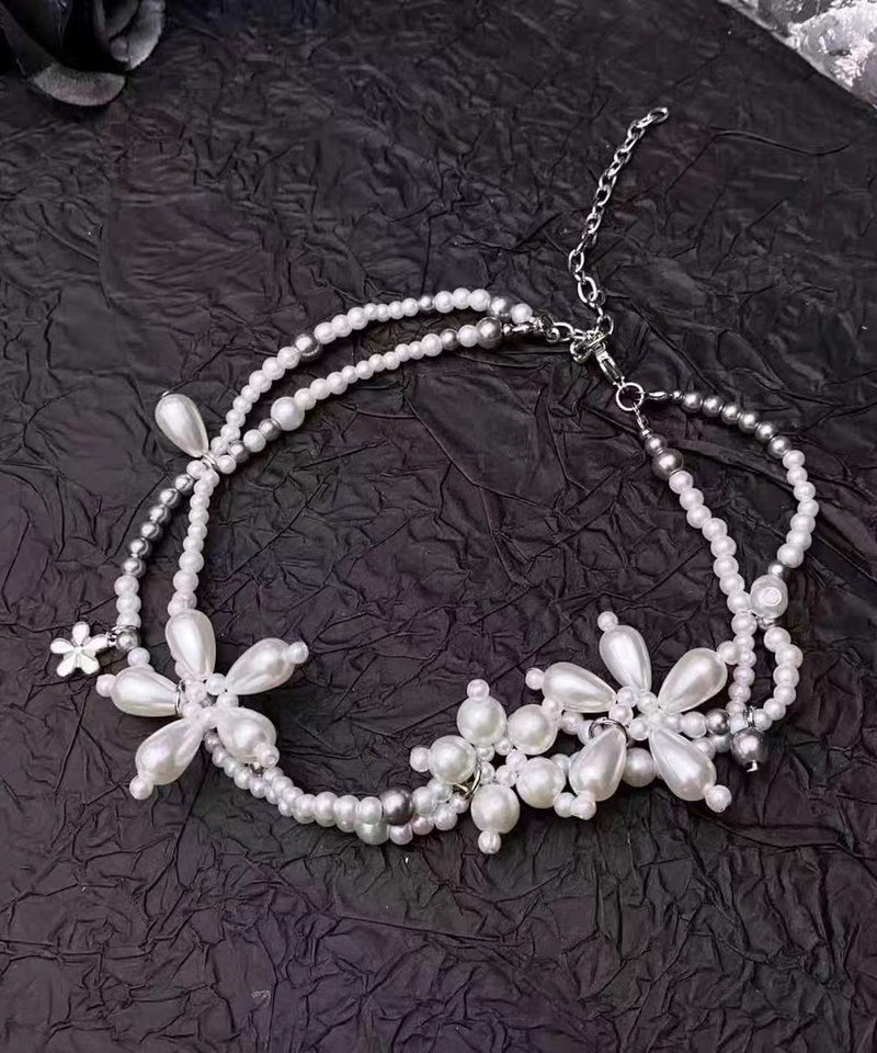 Original Design White Alloy Pearl Beading Pendant Necklace