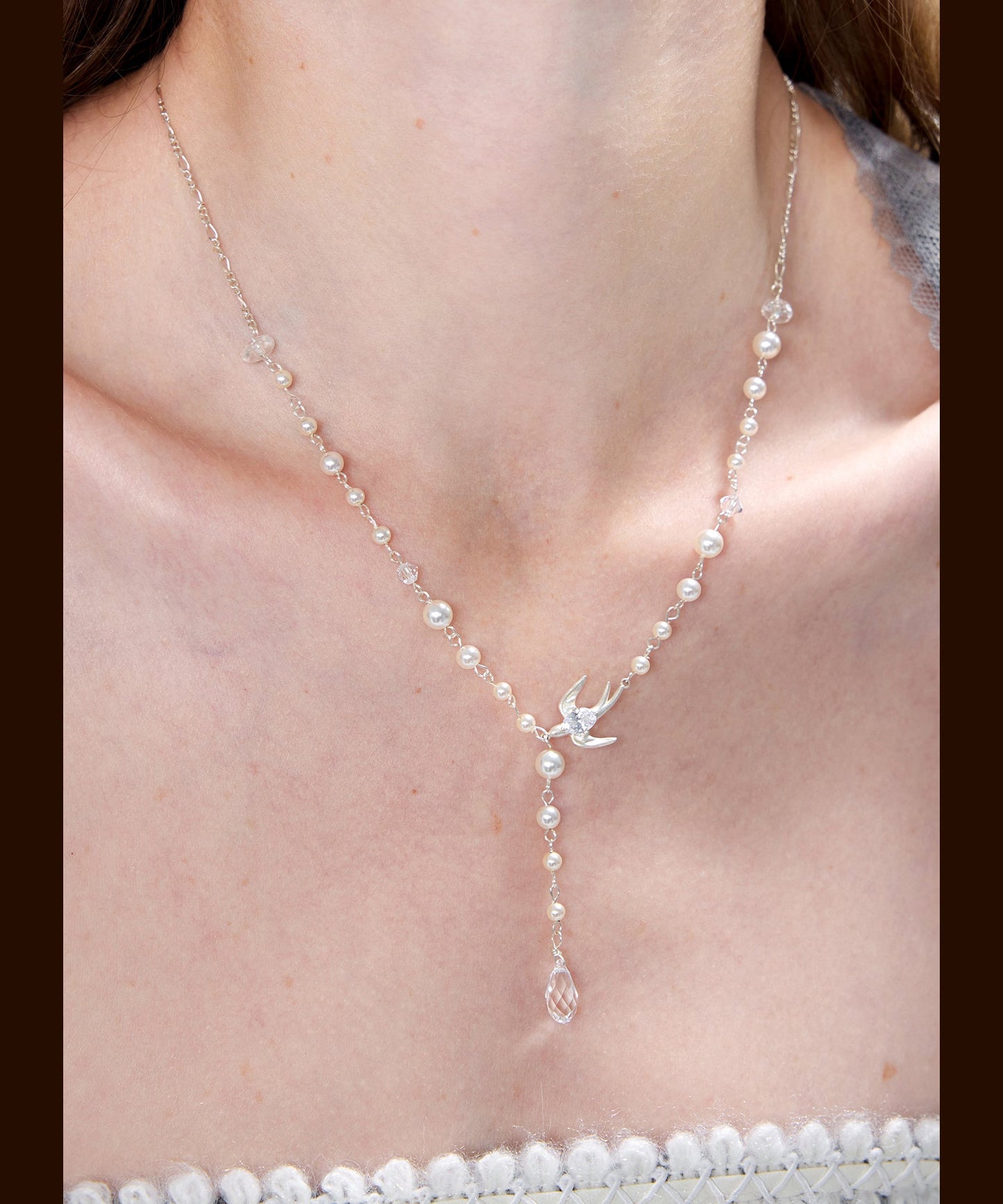 Little Bird Pearl Sky Star Silver Plated Pendant Necklace