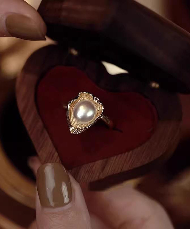 Gold Copper Overgild Pearl Rings