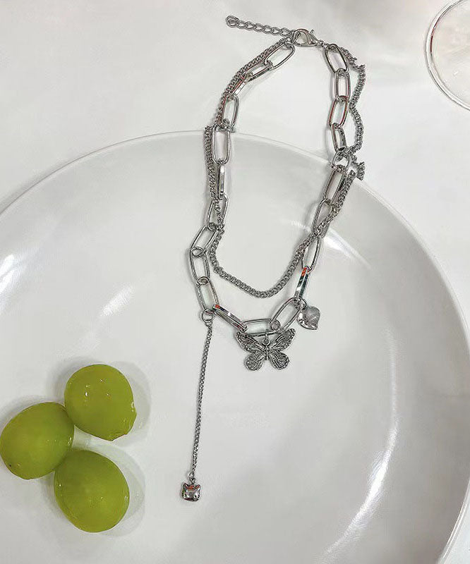 Silk Alloy Love Butterfly Pendant Necklace