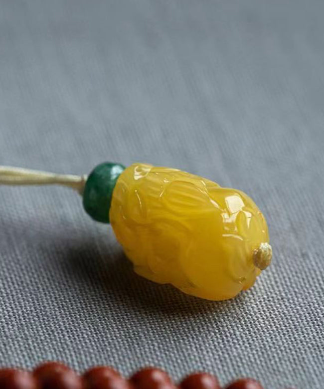 Red Hand Woven Agate Beeswax Pendant Necklace
