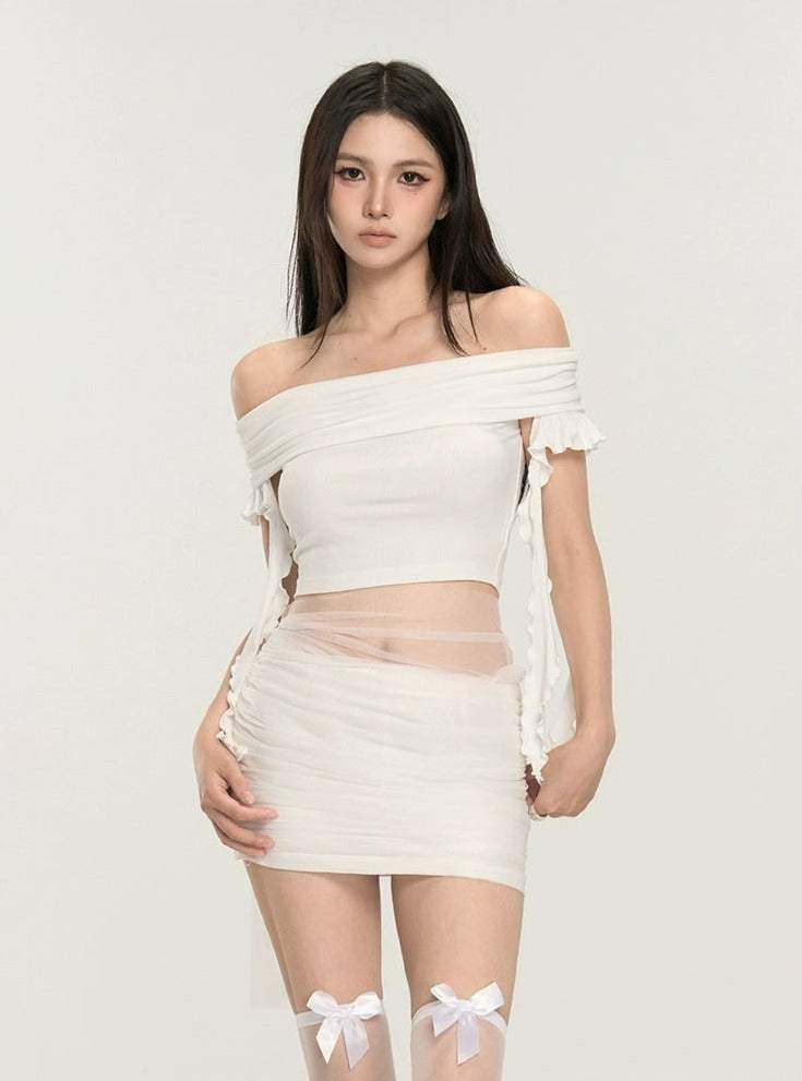 Off-shoulder Ruched Blouse