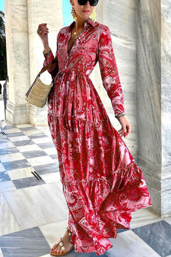 Gracefully Yours Paisley Shirt Maxi Dress