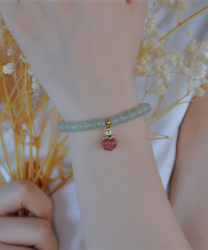 Little Green Stainless Steel Jade Agate Charm Bracelet