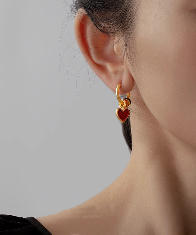 Rainbow Sterling Silver Overgild Love Tassel Hoop Earrings