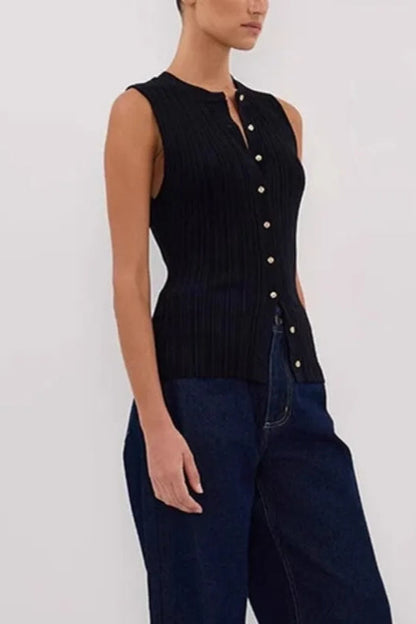 Ribbed Sleeveless Cardigan