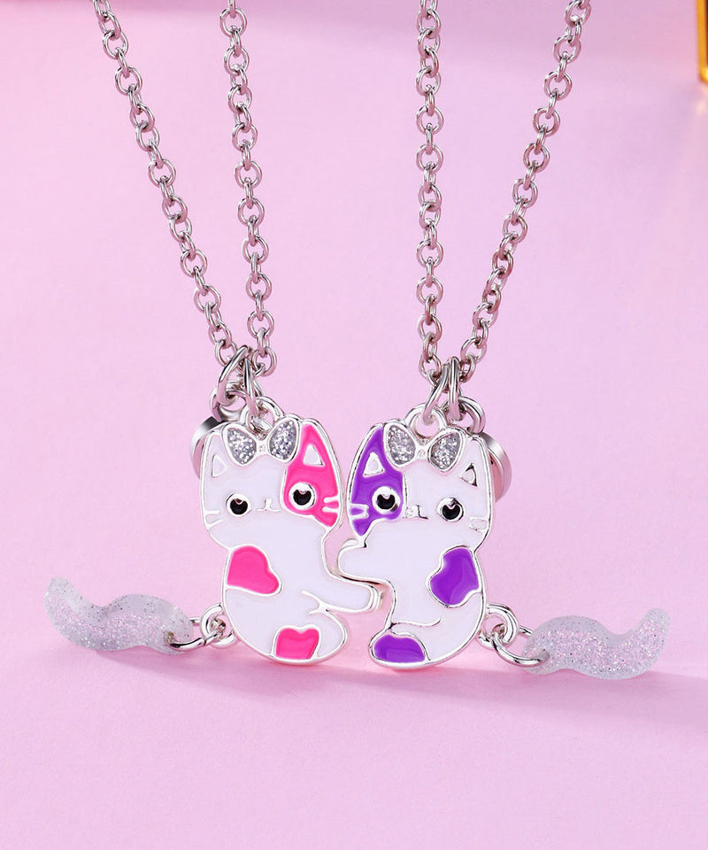 Little Cat Stainless Steel Little Cat Best Friend Set Pendant Necklace