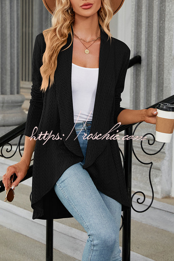 Long Sleeve Color Ruffle Loose Cardigan
