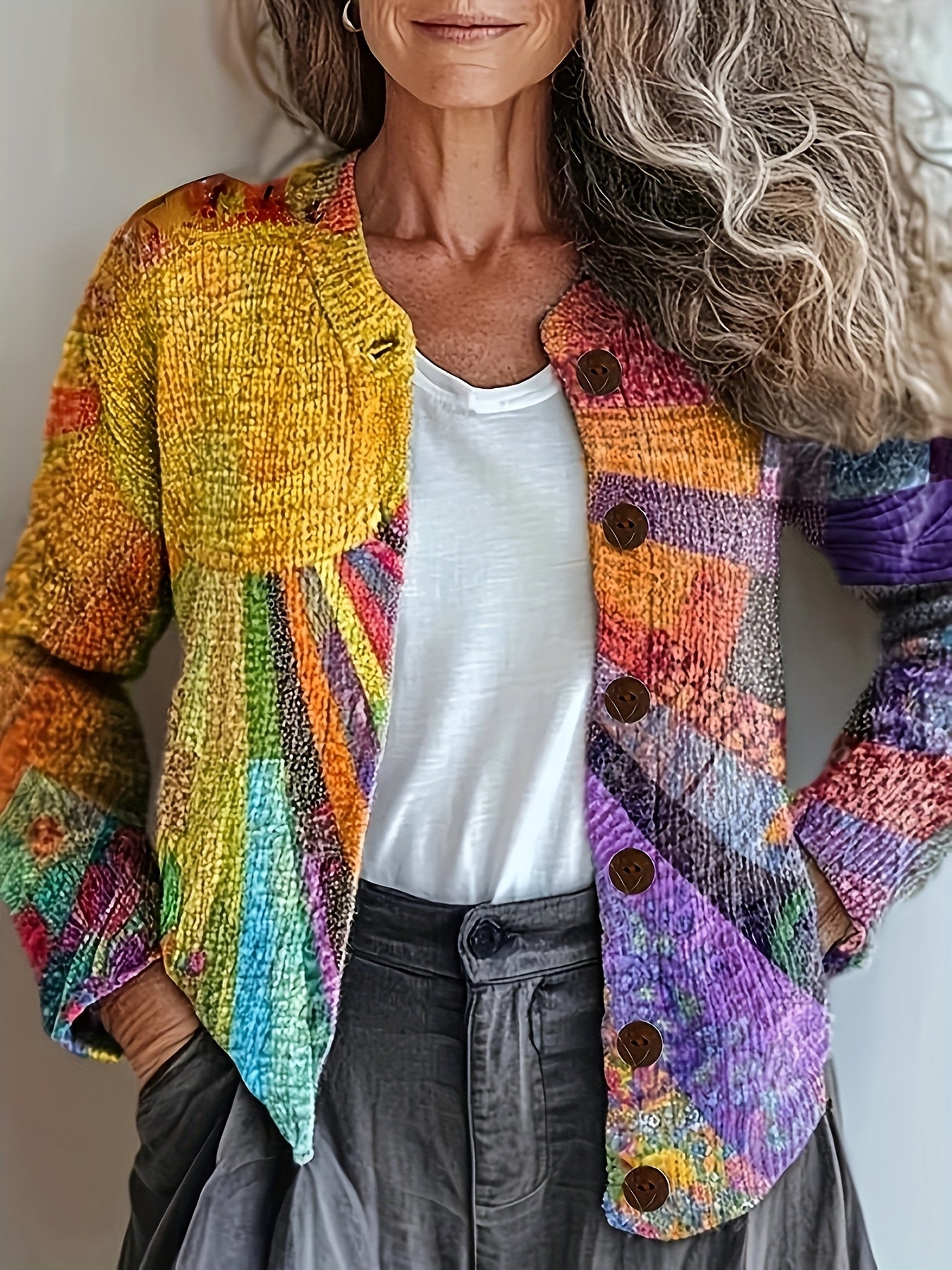 Azriyana – Vibrant Rainbow Cardigan