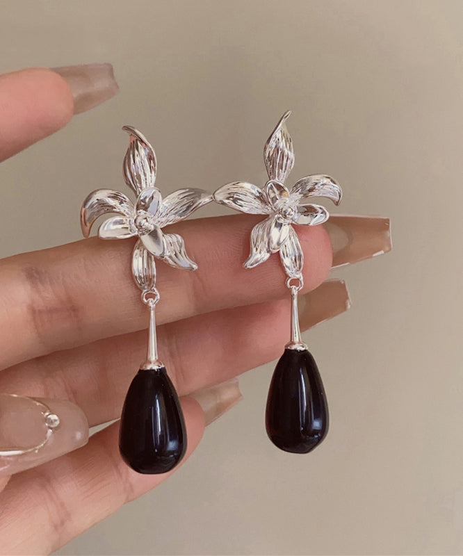 Fine Silk Alloy Resin Water Drop Drop Earrings
