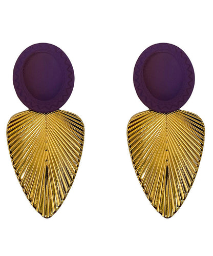 Modern Golden Leaf Shape Metal Drop Earrings