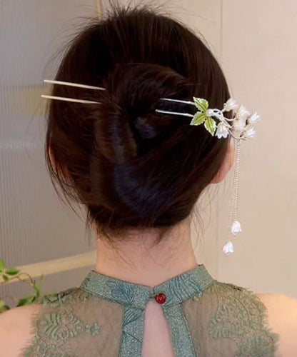 Silk Alloy Lily of the Valley Pearl Tassel Hairpin