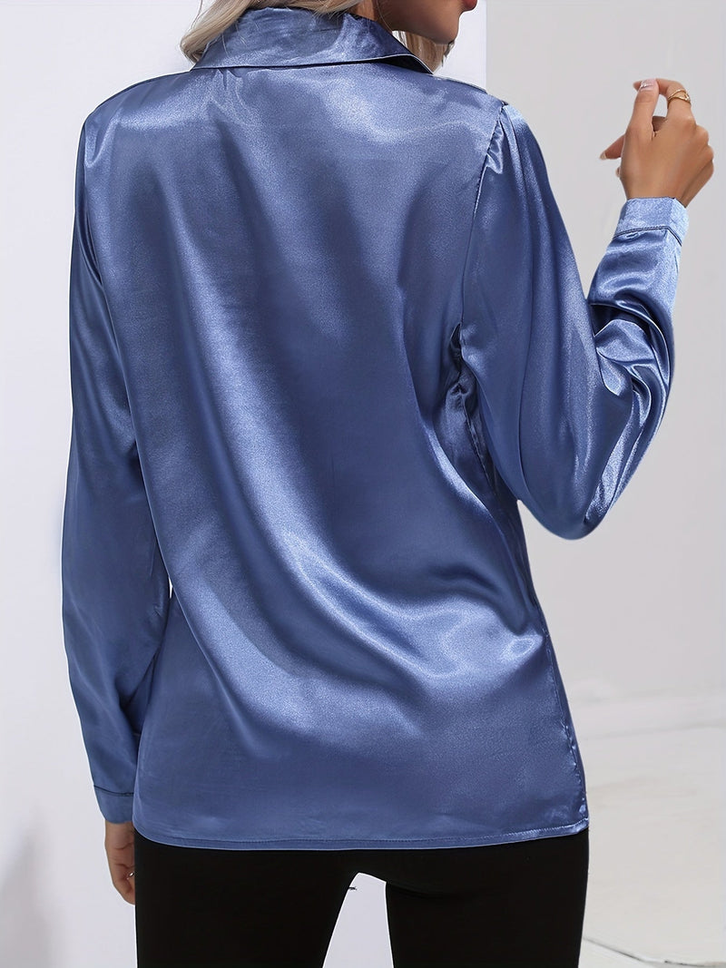 Sarah | ’s Button Down Long Sleeve Satin Blouses