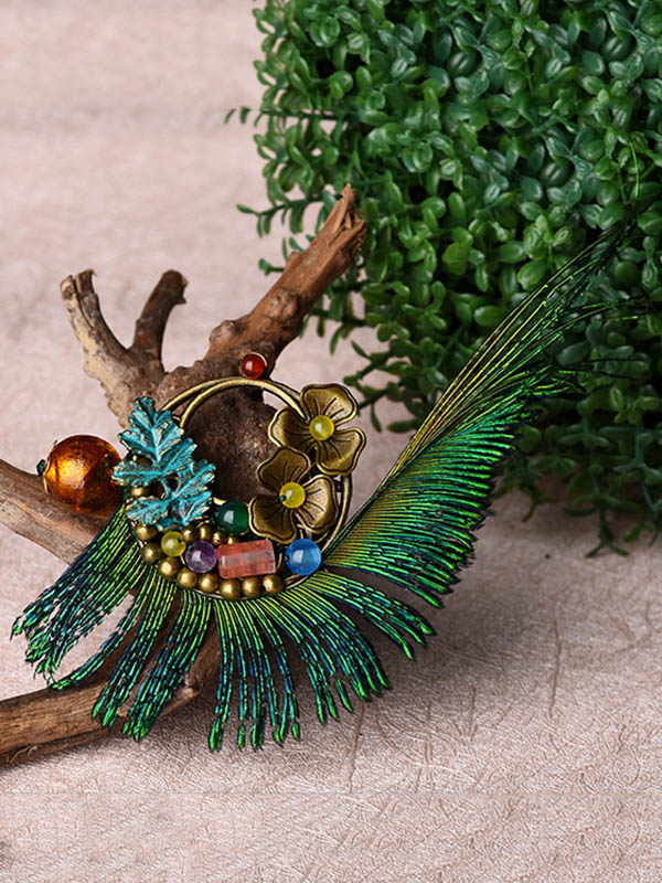 Peacock Feather Brooch