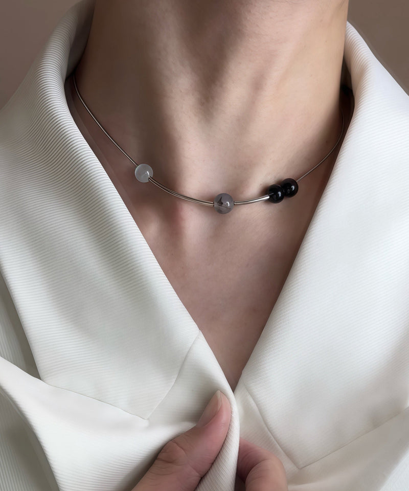 Blackish Crystal Tungsten Steel Necklace