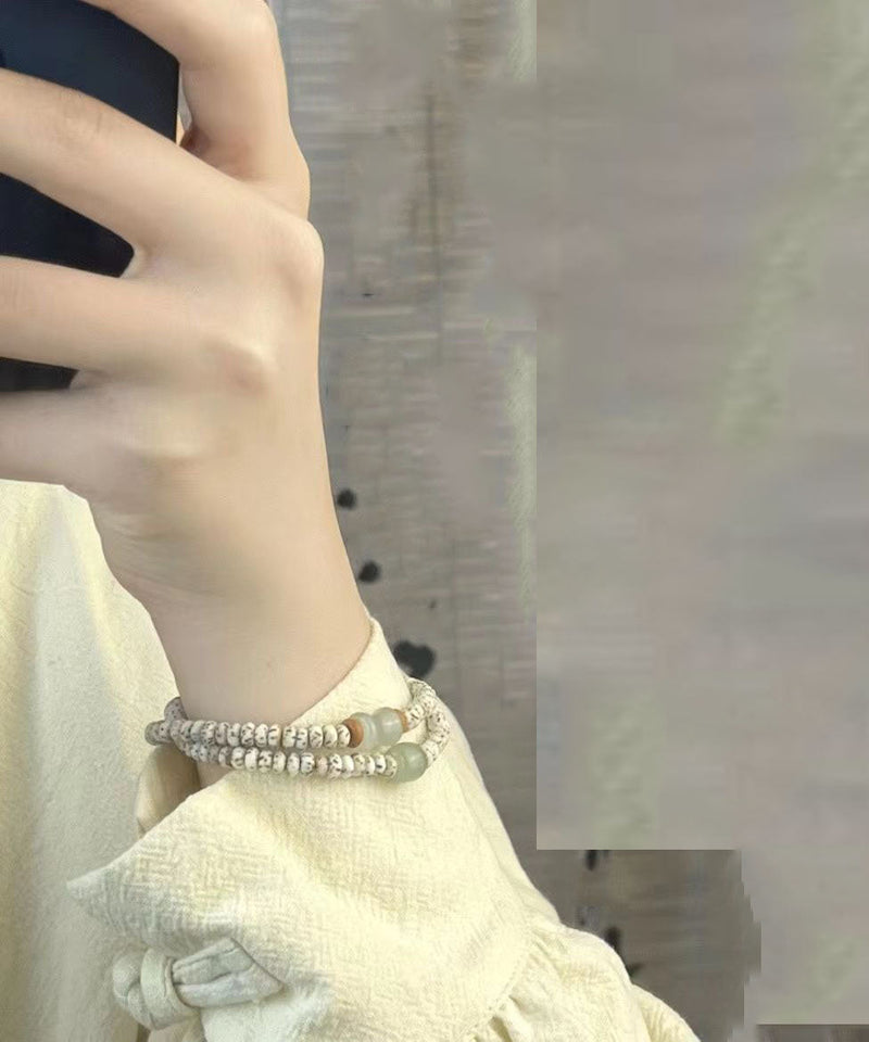 White Jade Bodhi Seed Double Circle Bracelet