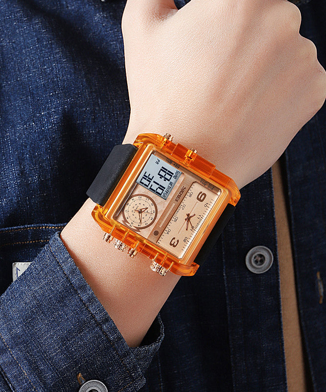 Orange Stainless Steel Sapphire Crystal Luminous Waterproof Electronic Watch