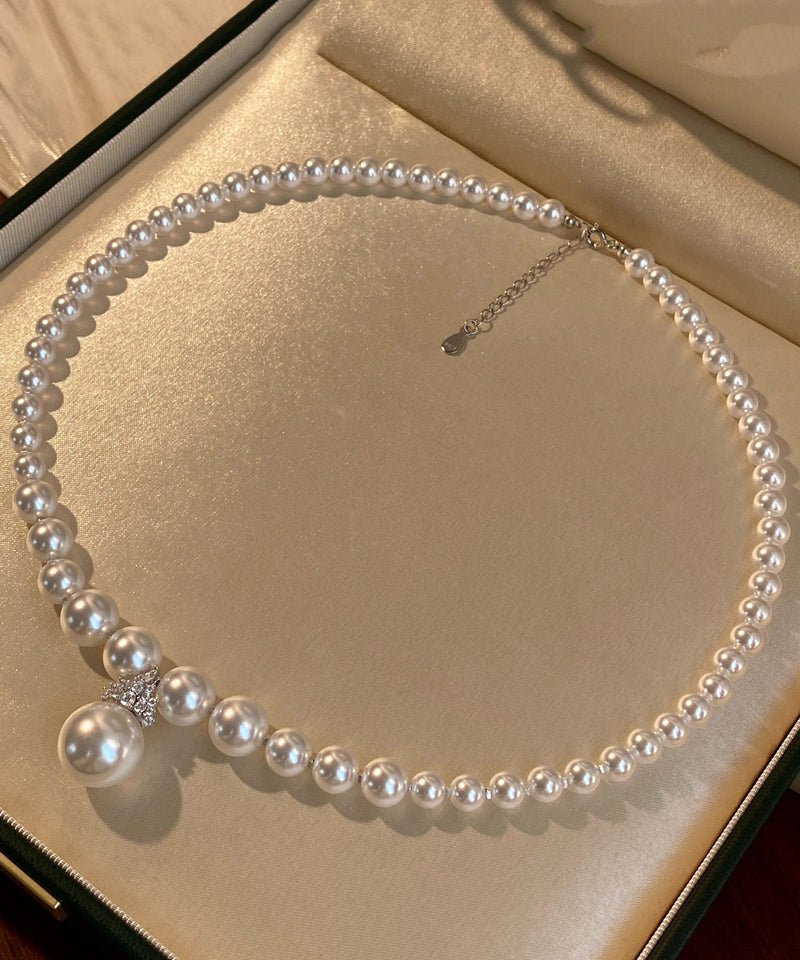 Classy White Pearl Zircon Pendant Necklace