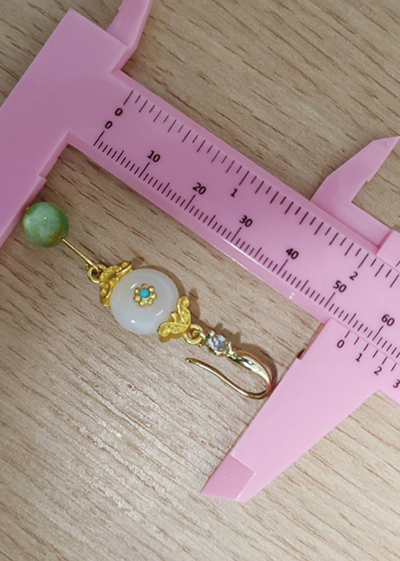 White Jade Fine Zircon Drop Earrings