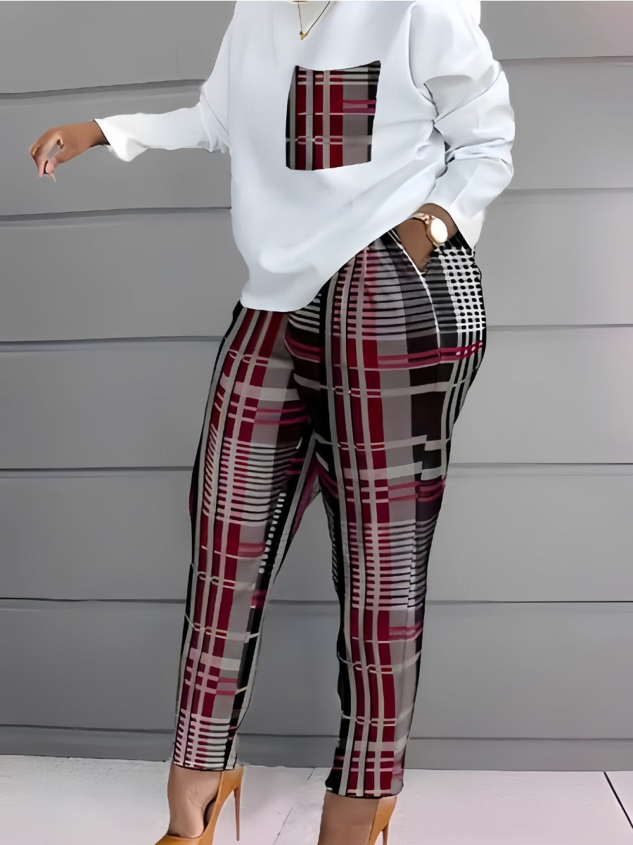 Imitation Denim Patchwork Pocket Design Pants Set Bo216