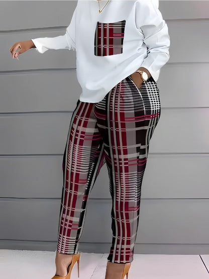 Imitation Denim Patchwork Pocket Design Pants Set Bo216