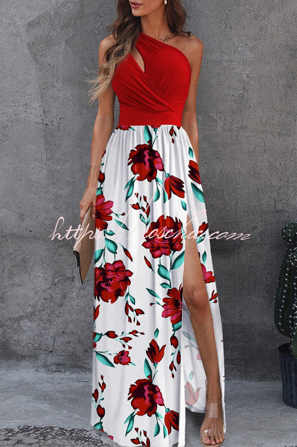 Jolie One Shoulder Cutout Slit Maxi Dress