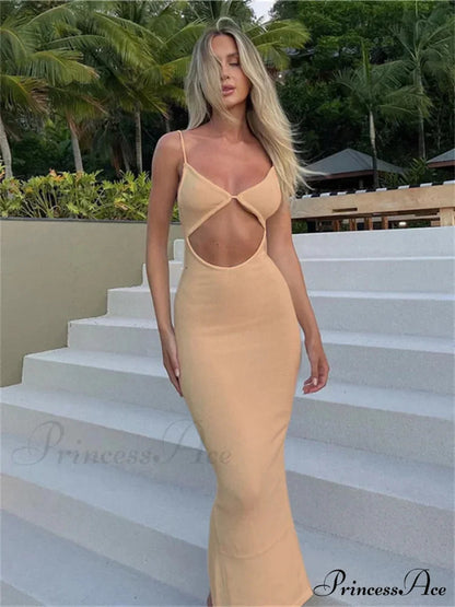 Backless Beach Party Sleeveless V Neck Cutout Mini Sun Split Wrap Maxi Dress