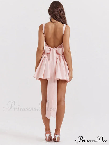 Backless Bow Stylish Mini Dress