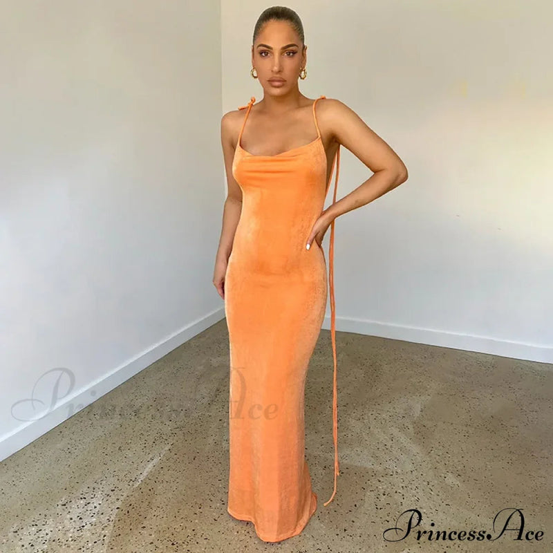 Backless Draped Maxi Dress