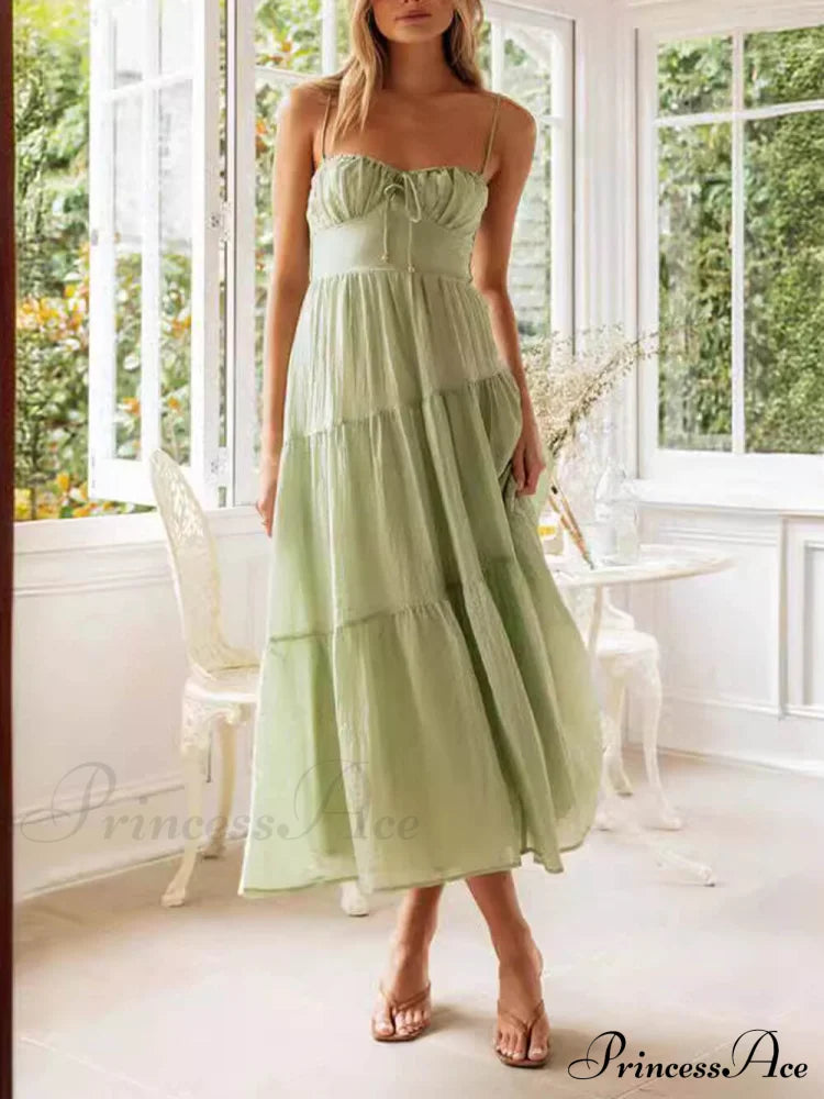 Backless Lace-up Sleeveless Charming Patchwork Slip Dress