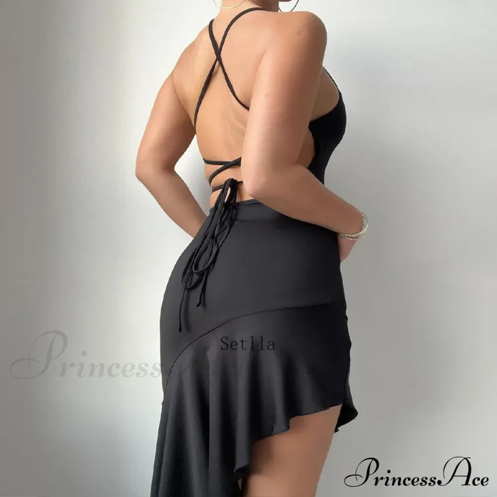 Backless Ruffle Tie Detail Sleeveless Es Summer Midi Dress