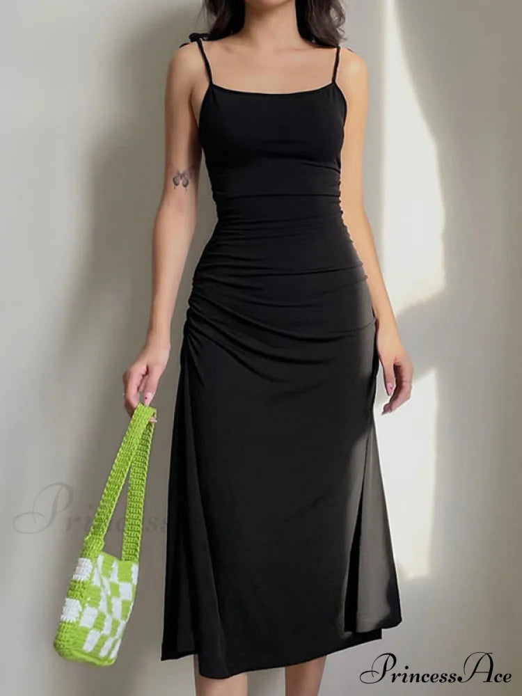 Backless Split One Shoulder Ribbed Maxi Dress