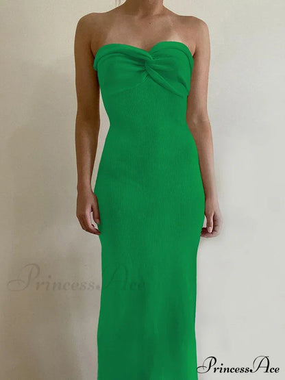 Backless Twist Knitted Outfits Maxi Dress