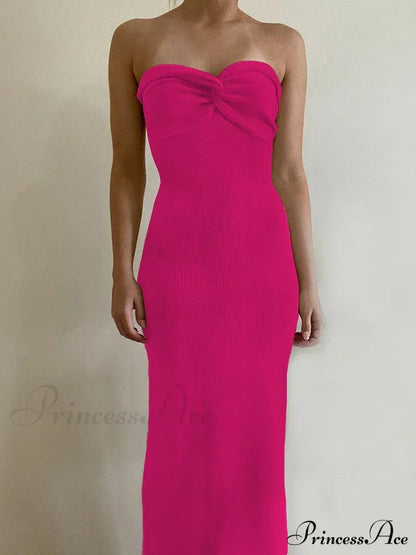 Backless Twist Knitted Outfits Maxi Dress