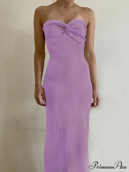 Backless Twist Knitted Outfits Maxi Dress