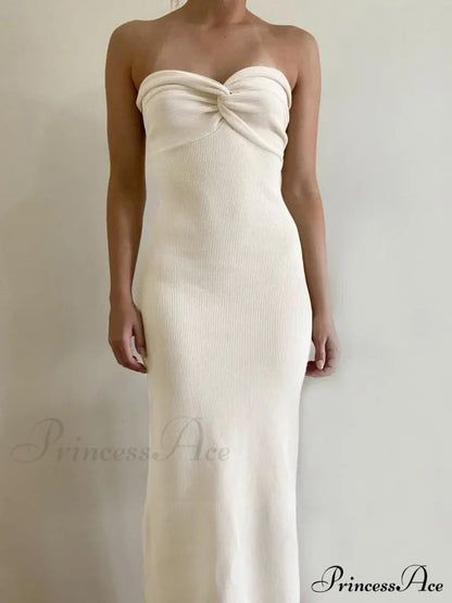 Backless Twist Knitted Outfits Maxi Dress