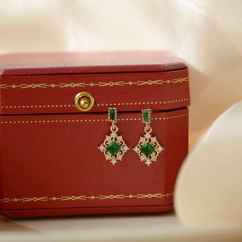 Emerald Baroque Earrings - Daphne