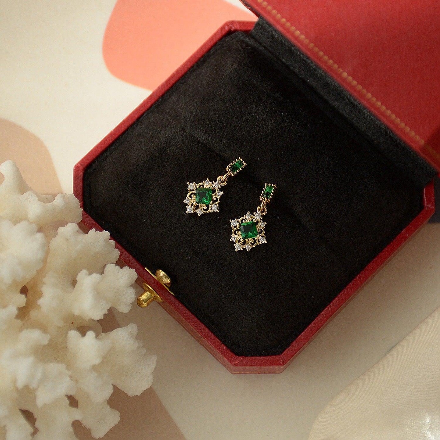 Emerald Baroque Earrings - Daphne